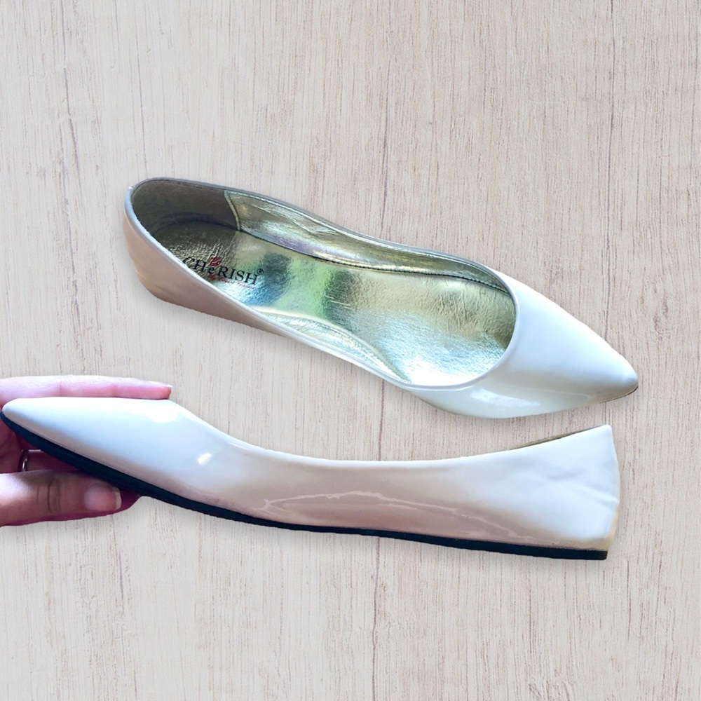 Blush Pink Cherish Patent Leather Pointy Toe Flats